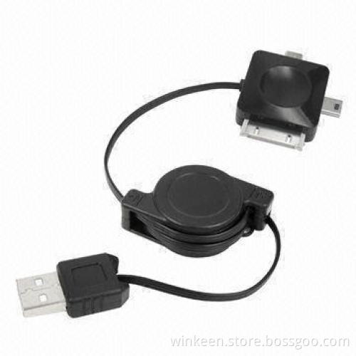 3-in-1 USB Cables (USB 2.0 to Micro USB, Mini USB) and 30 Pins Apple Connectors